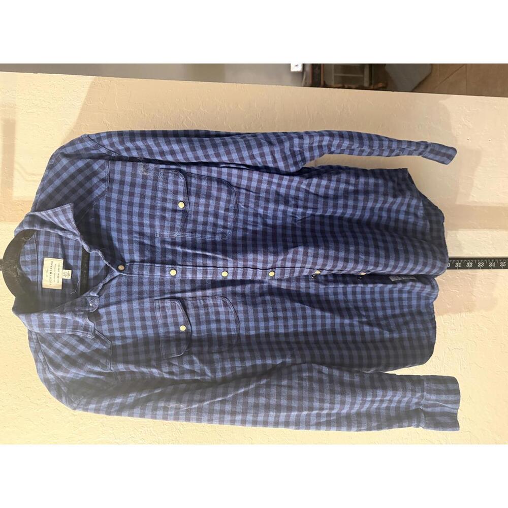 Lucky Brand Men's Saturday Stretch Blue Plaid Casual Shirt Large